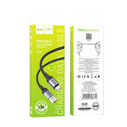 Кабель Hoco X102 Fresh charging data cable Type-C Black, фото 3