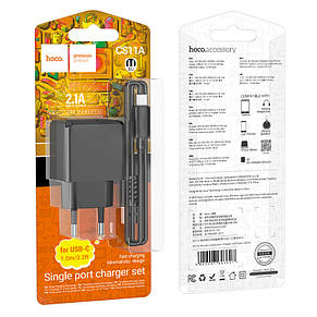 МЗП Hoco CS11A Ocean single port charger set (Type-C) (EU) Black, фото 2