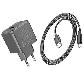 МЗП Hoco CS11A Ocean single port charger set (Type-C) (EU) Black, фото 3