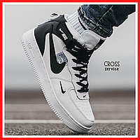 Кроссовки зимние мужские и женские Nike Air Force 1 white с мехом / Найк аир Форс 1 белые на меху