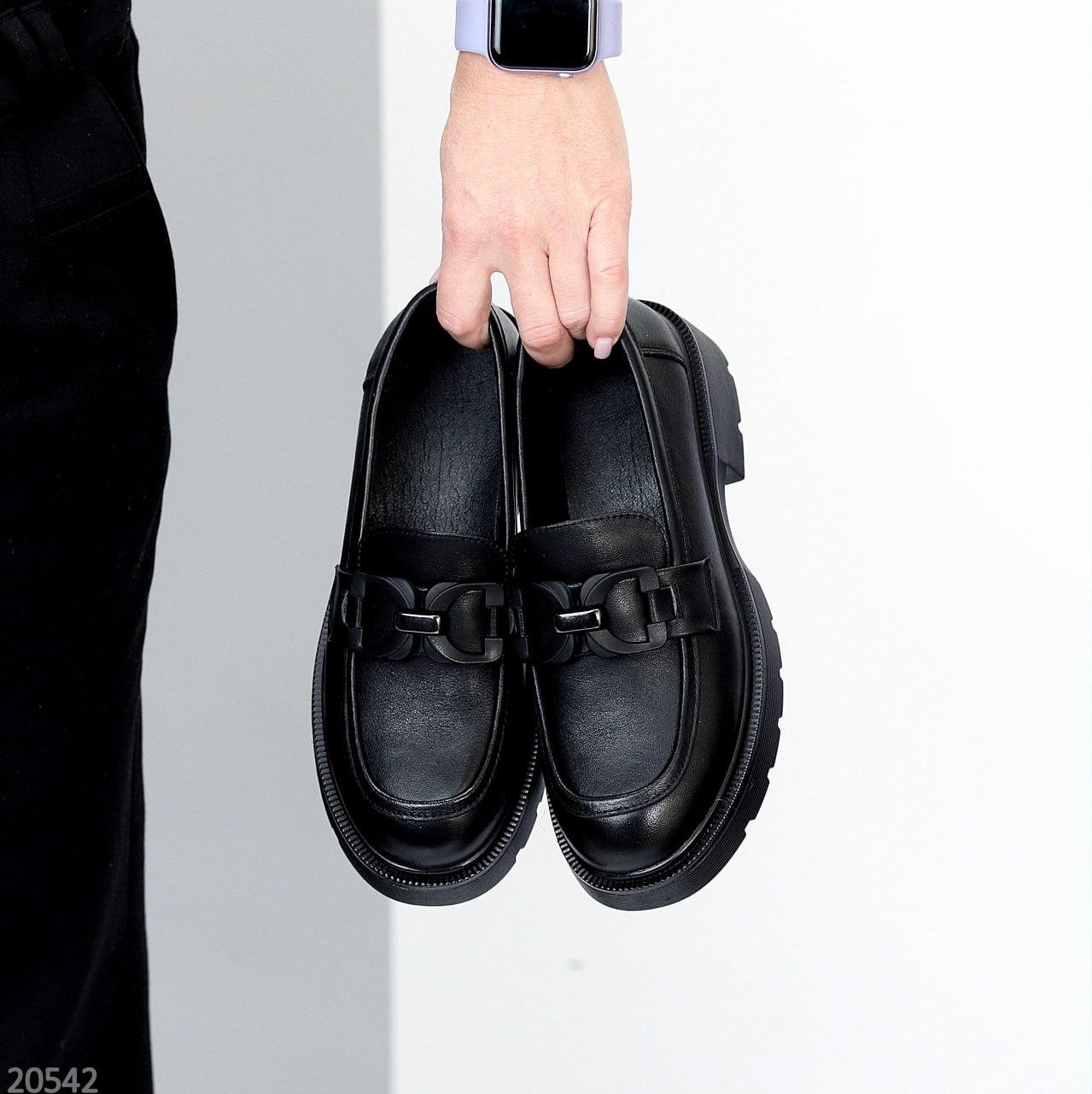 Женские туфли лоферы кожаные стильные классические черные натуральная кожа - фото 4 - id-p2115216229
