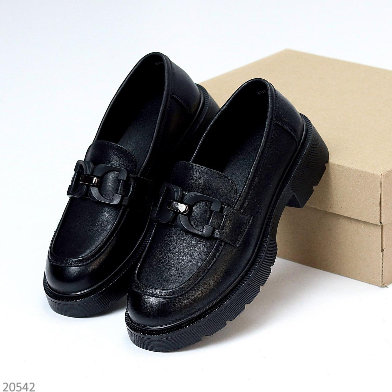 Женские туфли лоферы кожаные стильные классические черные натуральная кожа - фото 8 - id-p2115216229