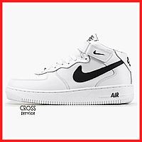 Кроссовки зимние мужские Nike Air Force 1 white с мехом / Найк аир Форс 1 белые на меху