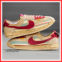 Кроссовки женские Nike Cortez beige pink / Найк кортез бежевые розовые замшевые