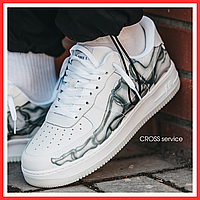 Кроссовки мужские Nike Air Force white / кеды Найк аир Форс 1 белые с кистью