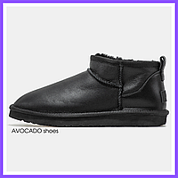 Сапоги зимние мужские и женские UGG Classic Ultra Mini Black с мехом / УГГи мини черные на меху