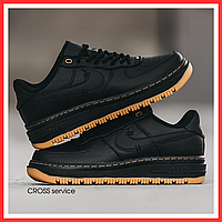 Кроссовки мужские и женские Nike Air Force 1 Lux Black Gum / кеды Найк аир Форс 1 черные низкие