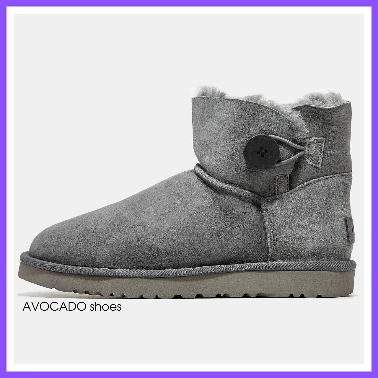 Чоботи зимові жіночі та чоловічі UGG Mini Bailey Button grey з хутром / черевики УГГи міні сірі на хутрі