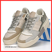 Кроссовки женские Adidas Forum Exhibit Low Grey Beige / кеды Адидас Форум бежевые серые