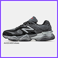 Кроссовки зимние женские и мужские New Balance 9060 Black Grey с мехом / Нью Беланс черные на меху