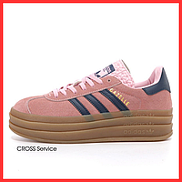 Кроссовки женские Adidas Gazelle Bold Platform Pink / кеды Адидас Газели розовые