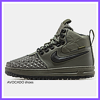 Кроссовки зимние мужские Nike Lunar 1 Duckboot 17 Green мех / Найк Лунар Дакбут зеленые с мехом