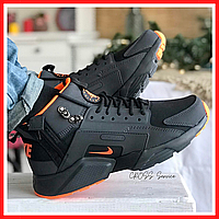 Кроссовки мужские зимние Nike Huarache Acronym termo black / Найк Хуарачи Акронім термо черные