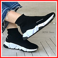 Кроссовки женские Balenciaga Speed Trainer black white / Баленсиага Спид Трейнер черные белые