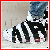 Кроссовки мужские Nike Air More Uptempo white / Найк аир мор Аптемпо белые высокие баскетбольные