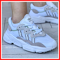 Кроссовки женские и мужские Adidas Ozweego white gray / Адидас Озвиго белые серые