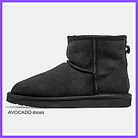 Сапоги зимние женские и мужские UGG Classic Mini Black с мехом / черевики УГГи мини черные на меху