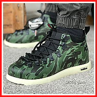 Кроссовки мужские зимние Native Fitzsimmons green camo / ботинки Нейтив зеленые камо термо