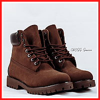 Ботинки женские зимние Timberland brown termo / сапоги Тимберленд коричневые термо