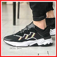 Кроссовки мужские Adidas Ozweego black white / Адидас Озвиго черные с белым