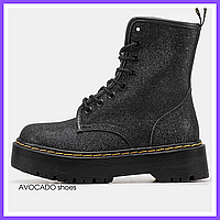 Ботинки демисезонные женские Dr.Martens Platform Boots black / черевики др. Мартенс черные термо