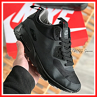 Кроссовки зимние мужские Nike Air Max 90 Mid black термо / Найк аир макс 90 мид черные