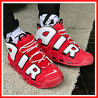 Кроссовки мужские Nike Air More Uptempo red white / Найк аир мор Аптемпо красные белые