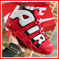 Кроссовки мужские Nike Air More Uptempo red white / Найк аир мор Аптемпо красные белые