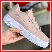 Кроссовки женские Nike Air Force Pixel pink white / Найк аир Форс Пиксель розовые с белой