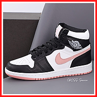 Кроссовки женские Nike air Jordan Retro 1 black white / Найк аир Джордан Ретро 1 черные белые