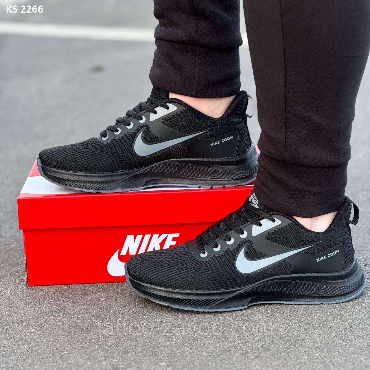 Кросівки чоловічі чорні текстиль сітка 40 41 42 43 44 Nike Air Zoom Black, фото 1