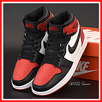 Кроссовки мужские и женские Nike air Jordan Retro 1 white black / Найк Джордан Ретро 1 красные белые черные