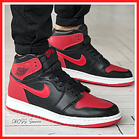 Кроссовки мужские Nike air Jordan Retro 1 black red / Найк аир Джордан Ретро 1 черно-красные