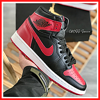 Кроссовки мужские Nike air Jordan Retro 1 black red / Найк аир Джордан Ретро 1 черные красные
