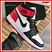 Кроссовки мужские Nike Jordan Retro 1 red black white / Найк Джордан Ретро 1 белые красно-черные