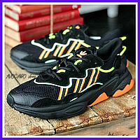 Кроссовки женские и мужские Adidas Ozweego black orange / Адидас Озвиго черные с оранжевым