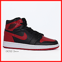 Кроссовки мужские Nike air Jordan Retro 1 black red / Найк аир Джордан Ретро 1 черные красные