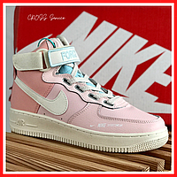 Кроссовки женские Nike Air Force 1 Mid pink / Найк аир Форс 1 розовые высокие