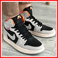 Кроссовки женские Nike Jordan Retro 1 gray black / Найк аир Джордан Ретро 1 серые черные