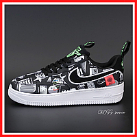 Кроссовки мужские и женские Nike Air Force 1 black / кеды Найк аир Форс 1 низкие черные на белой