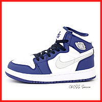 Кроссовки женские Nike air Jordan Retro 1 blue white / Найк аир Джордан Ретро 1 синие белые
