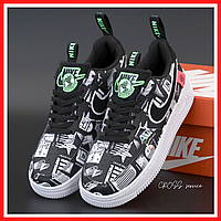 Кроссовки женские и мужские Nike Air Force 1 black / кеды Найк аир Форс 1 низкие черные на белой