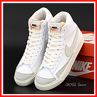 Кроссовки женские и мужские Nike Blazer Mid white / Найк Блейзер белые высокие