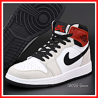Кроссовки женские и мужские Nike air Jordan Retro 1 gray white / Найк аир Джордан Ретро 1 серые белые