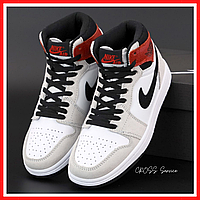 Кроссовки мужские и женские Nike air Jordan Retro 1 gray white / Найк аир Джордан Ретро 1 серые белые