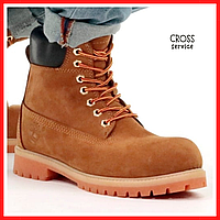 Ботинки зимние мужские и женские Timberland yellow с мехом / сапоги Тимберленд рижые на меху