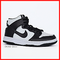 Кроссовки женские Nike Dunk hight black white / Найк Данк черные белые высокие