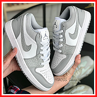 Кроссовки женские Nike Jordan Retro 1 Low gray / кеды Найк аир Джордан Ретро 1 низкие белые серые