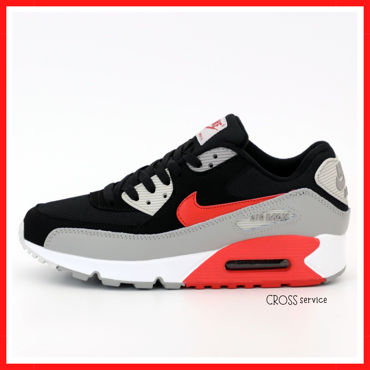 Кросівки чоловічі Nike air max 90 black gray red / Найк аір макс 90 чорні сірі червоні