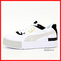 Кросівки жіночі Puma Cali Bold white gray black / кеди Пума Калі білі сірі чорні